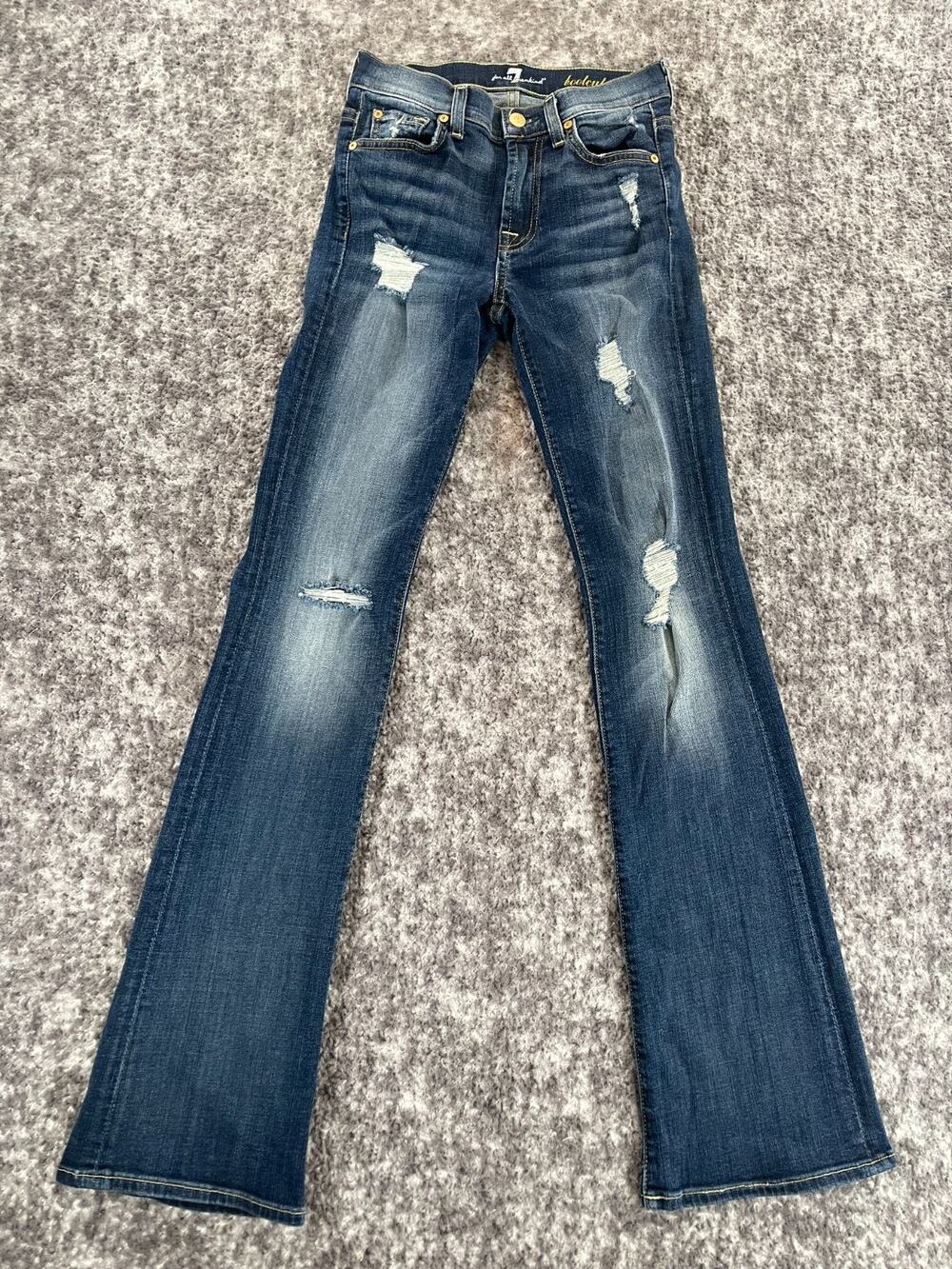 7 For All Mankind Bootcut Jeans Womens 25 Blue Dark Wash Stretch